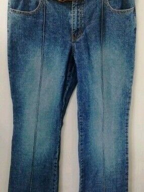 Kikit  K I K I T Jeans Belted Bareback  16 (36" W x 30.5" Inseam) Med Wash
